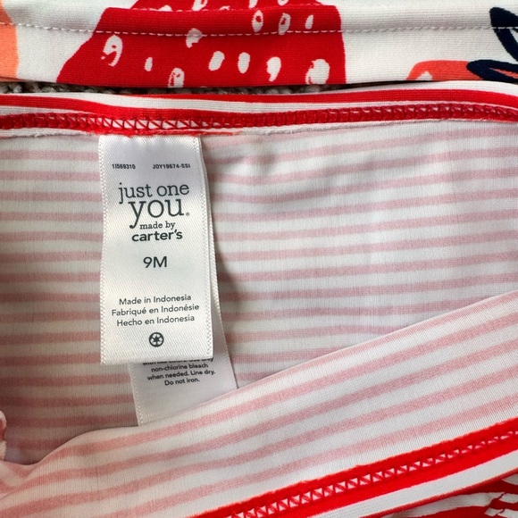 Carter’s Strawberry Rash Guard Swimsuit Set Long sleeve bathing suit- Size 9M - Picture 5 of 7